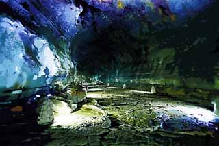 illust, material, livram, paisagem, quadro, pintura, lpis de cor, creiom, puxando,Uma superabundncia de caverna de vigor, Manjang gul Caverna, Geomunoreum lava tubo sistema, ilha vulcnica, poro