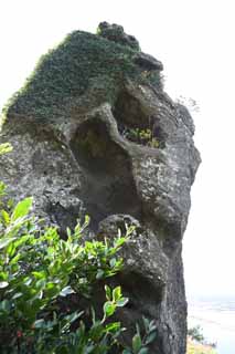 Foto, materiell, befreit, Landschaft, Bild, hat Foto auf Lager,Der riesige Stein des Shiroyama Hiji-Hhepunktes, seongsan ilchulbong, Cliff, vulkanische Insel, Schnheitsstelle