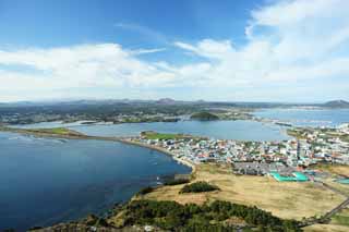 Foto, materiell, befreit, Landschaft, Bild, hat Foto auf Lager,Die Sandbank des Shiroyama Hiji-Hhepunktes, seongsan ilchulbong, Cliff, vulkanische Insel, Schnheitsstelle