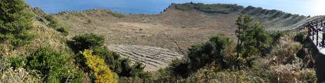 fotografia, materiale, libero il panorama, dipinga, fotografia di scorta,Il cratere dello Shiroyama Hiji la vetta, ilchulbong di seongsan, Cliff, isola vulcanica, macchia di bellezza