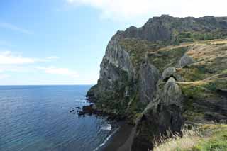 photo,material,free,landscape,picture,stock photo,Creative Commons,Shiroyama Hiji peak, seongsan ilchulbong, Cliff, volcanic island, beauty spot