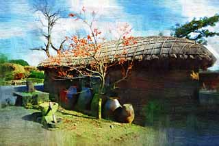 illust, matire, libre, paysage, image, le tableau, crayon de la couleur, colorie, en tirant,Ville de chteau village folklorique, Vie, course, Architecture de la tradition, Culture