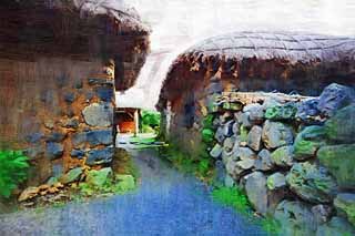 illust, matire, libre, paysage, image, le tableau, crayon de la couleur, colorie, en tirant,Ville de chteau village folklorique, Vie, course, Architecture de la tradition, Culture