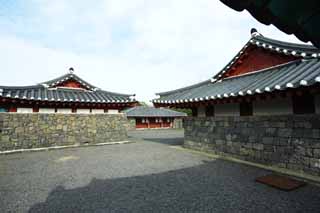 photo,material,free,landscape,picture,stock photo,Creative Commons,Castle town folk village prefectural office trace, I am painted in red, government office, Tradition architecture, Culture