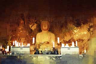illustration,material,free,landscape,picture,painting,color pencil,crayon,drawing,Sanbanggul temple, candle, Chaitya, An incense stick, Buddhist image