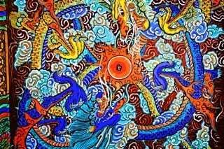 illust, matire, libre, paysage, image, le tableau, crayon de la couleur, colorie, en tirant,Temple Sanbanggul, dragon, Chaitya, tour de la cloche, dme de la lave