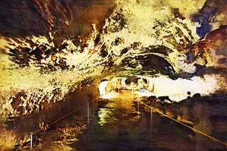 illust, matire, libre, paysage, image, le tableau, crayon de la couleur, colorie, en tirant,Ssangyong cdent, Stalactite, stalagmite, caverne compose, Je suis fantastique