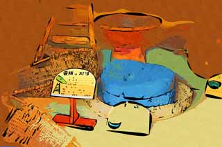 illust,tela,gratis,paisaje,fotografa,idea,pintura,Lpiz de color,dibujo,Un molino de piedra coreano, Agricultura, Cosecha, Cereales, Cultura tradicional