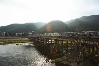 photo,material,free,landscape,picture,stock photo,Creative Commons,Togetsu-kyo Bridge, Keisen, bridge, river, supporting beam