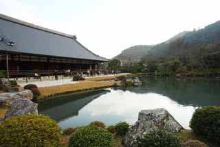 Foto, materieel, vrij, landschap, schilderstuk, bevoorraden foto,Tenryu-ji tuinieren, Chaitya, Waterplas, Wereld heritage, Sagano