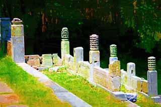 illust, materiale, libero panorama, ritratto dipinto, matita di colore disegna a pastello, disegnando,Ming Xiaoling il Mausoleo pietra di fondazione di Toru, Domani mattina, pilastro di pietra, Il primo imperatore, eredit di mondo