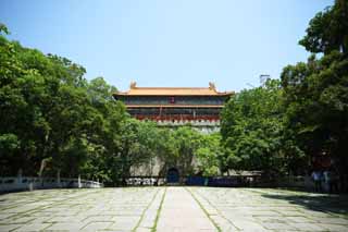 Foto, materieel, vrij, landschap, schilderstuk, bevoorraden foto,Aanmaak Ming Xiaoling Mausoleum Castle rijzen, Morgenochtend, Stenige colonne, De eerst keizer, Wereld heritage