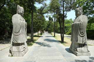 Foto, materiell, befreit, Landschaft, Bild, hat Foto auf Lager,Ming Xiaoling Mausoleum alter Mnnerverbindung Straenschintoismus, berreste, steinigen Sie Statue, Ein Ansatz zu einem Schrein, Welterbe