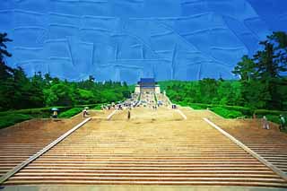 illust,tela,gratis,paisaje,fotografa,idea,pintura,Lpiz de color,dibujo,Un Chungshan Mausoleum templo de fiesta, Revolucin de Shingai, El Sr. nieto Nakayama, Montaa de Zijin, El fundacin de Repblica de China de un pas