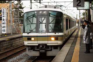 photo, la matire, libre, amnage, dcrivez, photo de la rserve,JR Sakurai ligne, voie ferre, train, Train local, 221 train du systme