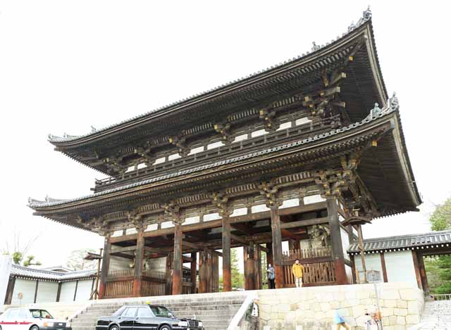 Foto, materieel, vrij, landschap, schilderstuk, bevoorraden foto,De Ninna-ji Temple Nio beschermer godheid poort, Deva poort, Geval verschijning bemoederen van een huis, Japanse bouwstijl, Wijdvermaarde tempel met een eerbare geschiedenis