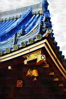 illust, matire, libre, paysage, image, le tableau, crayon de la couleur, colorie, en tirant,Temple Ninna-ji temple intrieur, carreau du corniche-fin, structure de pice principale, Chaitya, patrimoine de l'humanit