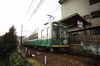 photo, la matire, libre, amnage, dcrivez, photo de la rserve,Tempte Poste du Temple de Myoshin-ji lectrique, vhicule, Green, ligne locale, visiter des sites pittoresques tache