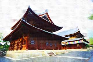 illust, materiell, befreit, Landschaft, Bild, Gemlde, Farbbleistift, Wachsmalstift, Zeichnung,,Myoshin-ji Temple Buddhist Allerheiligster, Egen Kanzan, forsten Sie Boden, Der Blumengartenpapst, Tempelbesitzstck zur Zensekte