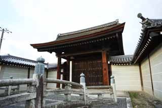 Foto, materieel, vrij, landschap, schilderstuk, bevoorraden foto,Myoshin-ji Tempel poort voor Imperiale gezanten, Egen Kanzan, Brug, De bloementuin paus, Tempel behorend bij de Zen sekte