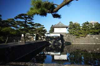 fotografia, materiale, libero il panorama, dipinga, fotografia di scorta,Due pieghe dei remi di Sakurada, Edo-jo il Castello, tesoreria, fossato, Ishigaki