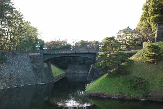 Foto, materieel, vrij, landschap, schilderstuk, bevoorraden foto,Imperiale Palace Sakashita-mon Poort, Edo-jo Kasteel, De Imperial Household Agency, Moat, Van de Sakashita-mon Poort buitenzijde is vreemd