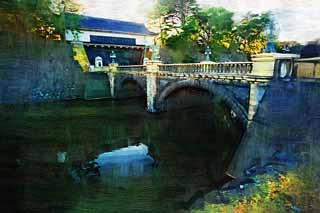 illust, , , , , ,  ,  , .,Imperial   , Edo-jo , Imperial  , moat, 