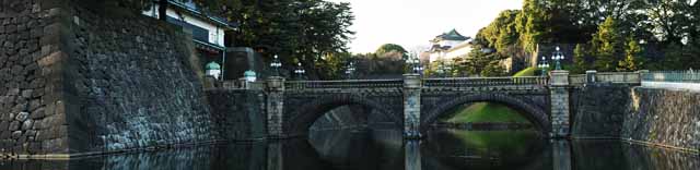 photo,material,free,landscape,picture,stock photo,Creative Commons,Imperial Palace Niju-bashi Bridge, moat, palace, The Emperor, Edo-jo Castle