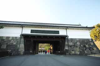 Foto, materieel, vrij, landschap, schilderstuk, bevoorraden foto,Imperiale Palace Sakurada-mon Poort, Ishigaki, Paleis, Watari passage onder een torentje, Edo-jo Kasteel