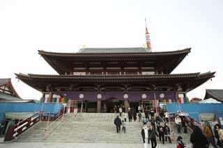 photo,material,free,landscape,picture,stock photo,Creative Commons,The Zojo-ji Temple main hall of a Buddhist temple, Chaitya, The family temple of the Tokugawas, Tadaomi storehouse, The Tokugawas mausoleum