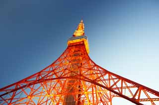 Foto, materiell, befreit, Landschaft, Bild, hat Foto auf Lager,Tokyo-Turm, Sammlung elektrischer Wellenturm, Rot und wei, Eine Antenne, Eine Sternwarte