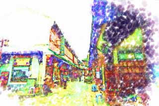 illust, matire, libre, paysage, image, le tableau, crayon de la couleur, colorie, en tirant,Zhujiajiao entreposent, la boulette de riz s'est enveloppe dans les feuilles du bambou, Baguettes, faisant les courses district, somme