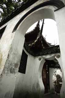 Foto, materiell, befreit, Landschaft, Bild, hat Foto auf Lager,Das Yuyuan Garden-Tor, Joss Hausgarten, , Das Tor, Chinesisches Gebude