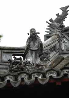 Foto, materiell, befreit, Landschaft, Bild, hat Foto auf Lager,Yuyuan Garden bedacht Skulptur, Joss Hausgarten, Buddhistischer Priester, Dachziegel, Chinesisches Gebude