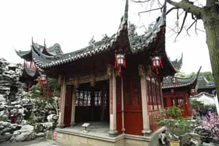 foto,tela,gratis,paisaje,fotografa,idea,Jardn de Yuyuan, Jardn de casa de santuario chino, , Estilo de comida chino, Soy pintado de rojo