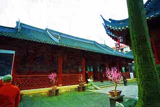 illust, matire, libre, paysage, image, le tableau, crayon de la couleur, colorie, en tirant,Yuyuan Garden point temple de la source, Joss logent le jardin, , Style de la nourriture chinois, Je suis peint en rouge