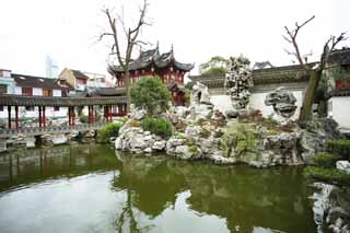 Foto, materieel, vrij, landschap, schilderstuk, bevoorraden foto,Yuyuan Tuinieren, Joss huis tuinieren, Bekapte passage koppelende gebouwen, Chinees etenswaar trant, Waterplas