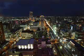 Foto, materieel, vrij, landschap, schilderstuk, bevoorraden foto,Een avond uitzicht van Sapporo, Stad, Illumineringen, Maak, Ik ben prachtig