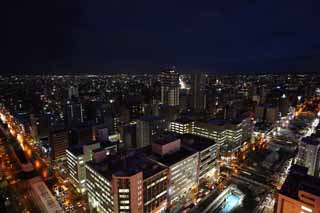 Foto, materieel, vrij, landschap, schilderstuk, bevoorraden foto,Een avond uitzicht van Sapporo, Stad, Illumineringen, Maak, Ik ben prachtig