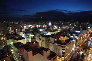 fotografia, materiale, libero il panorama, dipinga, fotografia di scorta,Una prospettiva serale di Sapporo, citt, Luminarie, luce, Io sono bello