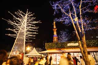 Foto, materiell, befreit, Landschaft, Bild, hat Foto auf Lager,Sapporo Fernsehenturm, Ein elektrischer Wellenturm, Festliche Beleuchtung, Licht, Ich bin schn