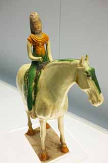 photo,material,free,landscape,picture,stock photo,Creative Commons,Tang tricolored earthenware coloring glaze Sue mounting a horse woman bad beginning, doll, I am bright, Masami, The history