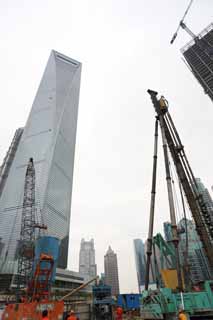 photo,material,free,landscape,picture,stock photo,Creative Commons,During Shanghai development, heavy industrial machine, The construction spot, Development, skyscraper