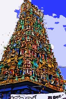 illust,tela,gratis,paisaje,fotografa,idea,pintura,Lpiz de color,dibujo,Raj Mariamman Devasthanam templo, Hinduism, , Colorante grasoso, Dioses