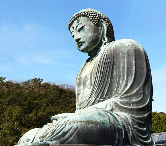 Foto, materieel, vrij, landschap, schilderstuk, bevoorraden foto,Kamakura groot standbeeld van De boeddha, , , Soong trant, Boeddhisme beeldhouwkunst