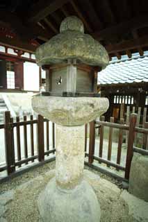 fotografia, material, livra, ajardine, imagine, proveja fotografia,O templo de Taima cesta de lanterna de pedra mais velha japonesa, Chaitya, lanterna de jardim de pedra, Tenente de princesa lenda geral, apedreje lanterna