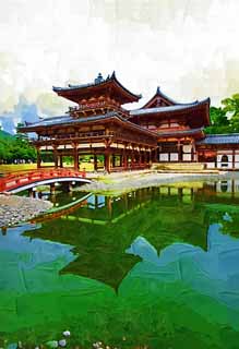 illust,tela,gratis,paisaje,fotografa,idea,pintura,Lpiz de color,dibujo,Ave fnix templo de chino de Temple de Byodo-in, Herencia de mundo, Fe de Jodo, Pesimismo atribuible a la creencia en el tercero y ltimo escenario de Buddhism, Una Amitabha inactivo imagen