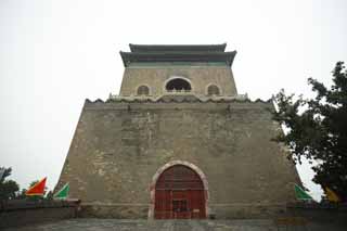 foto,tela,gratis,paisaje,fotografa,idea,Un campanario de Beijing, Campanario, Keijo, La seal de tiempo, Es construido de ladrillo