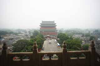 foto,tela,gratis,paisaje,fotografa,idea,Una torre de tambor de Beijing, Tambor, Keijo, , Calle de la universidad de recaudacin de Yasushi de suelo