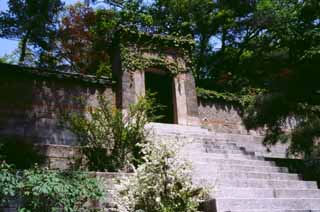 fotografia, materiale, libero il panorama, dipinga, fotografia di scorta,Cancello che connette ad un'et diversa, palazzo, cancello, passi di pietra, 